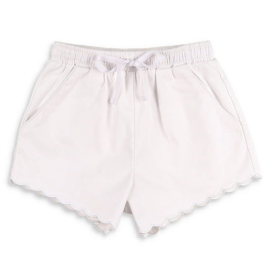 Girls White Scallop Shorts