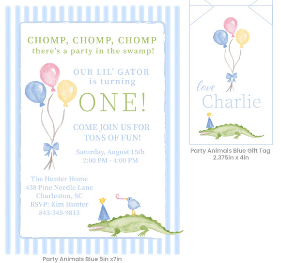 Party Animal Birthday Invitation and Gift Tag