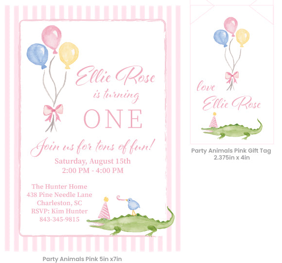 Party Animal Birthday Invitation and Gift Tag