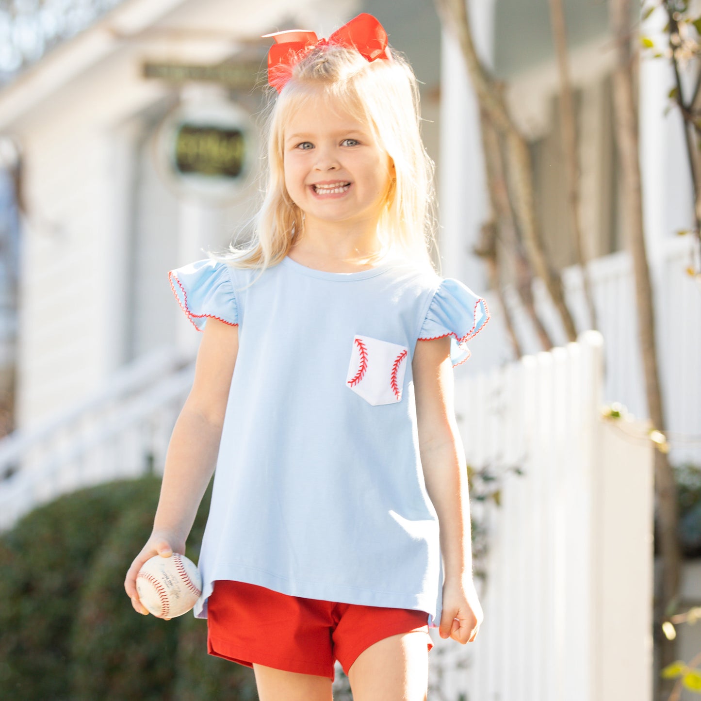 Home Run Flutter Sleeve Top