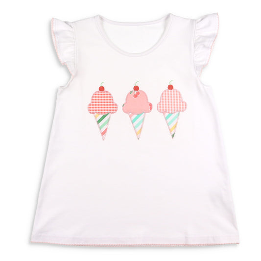 Girls Ice Cream Applique Top