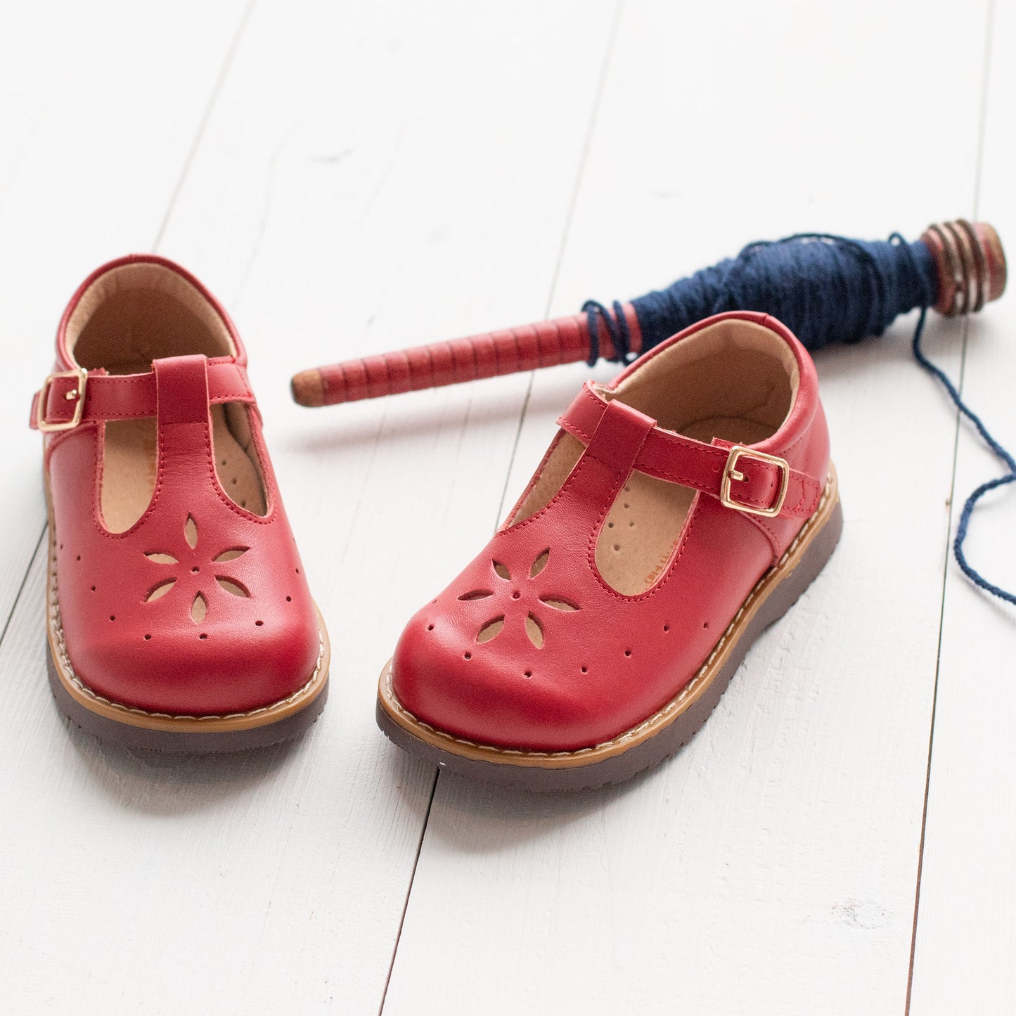 Red T-Strap Mary Janes - Runs Small