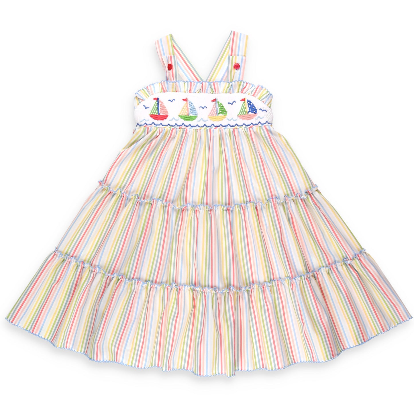 Yacht Club Stripe Smocked Dress