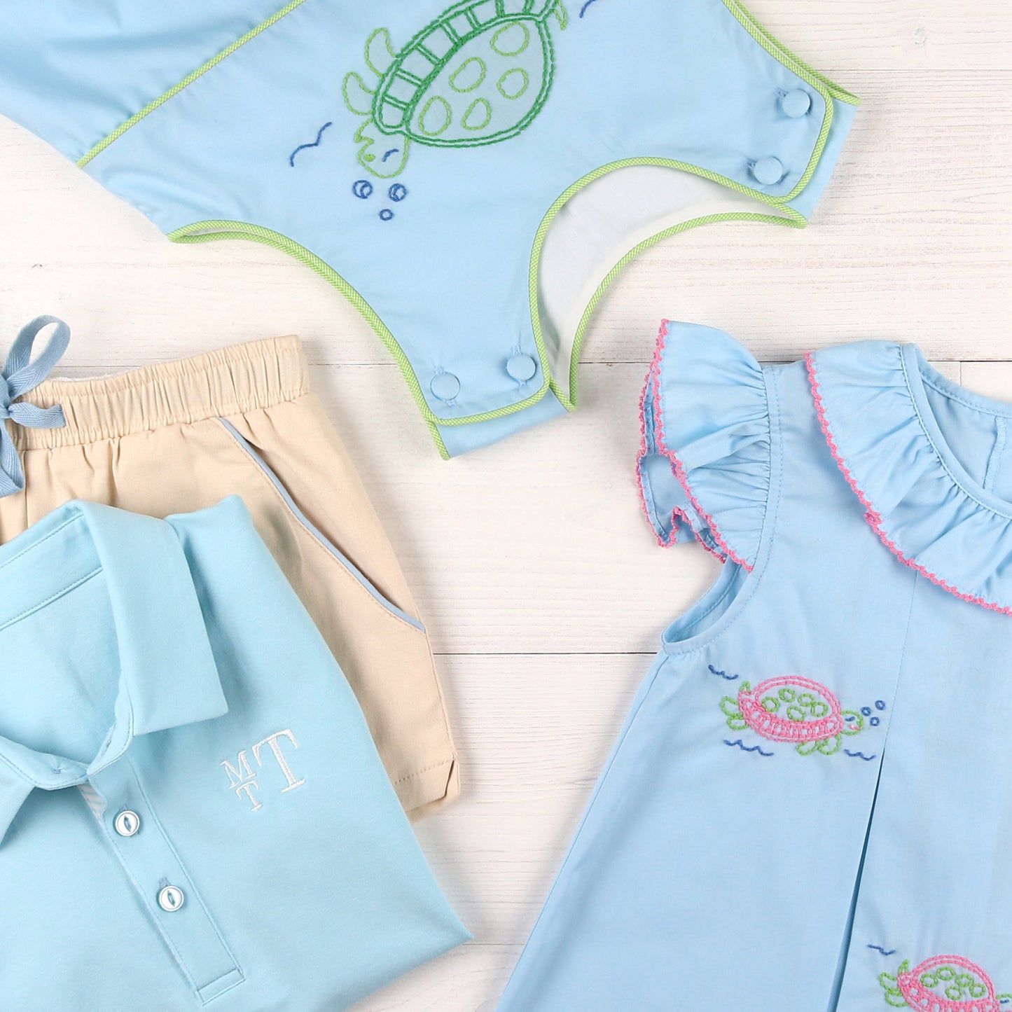flatlay of childrens clothing