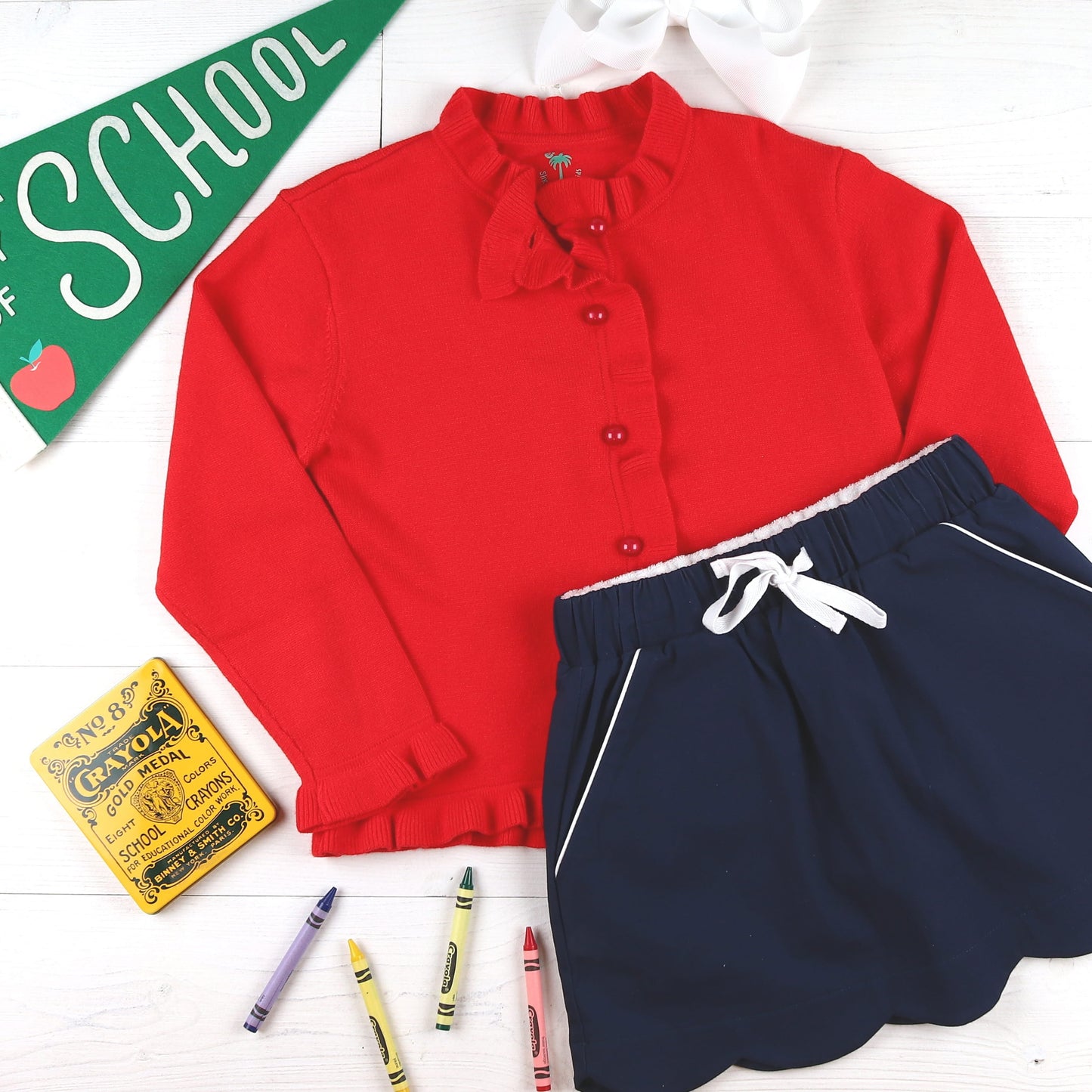 Girls Ruffle Sweater - Red - Back To School Girls Sweater Red
