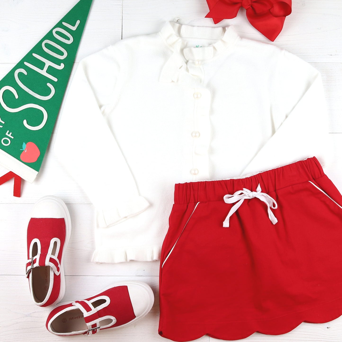 Girls Ruffle Sweater - White - Back To School Girls Sweater White