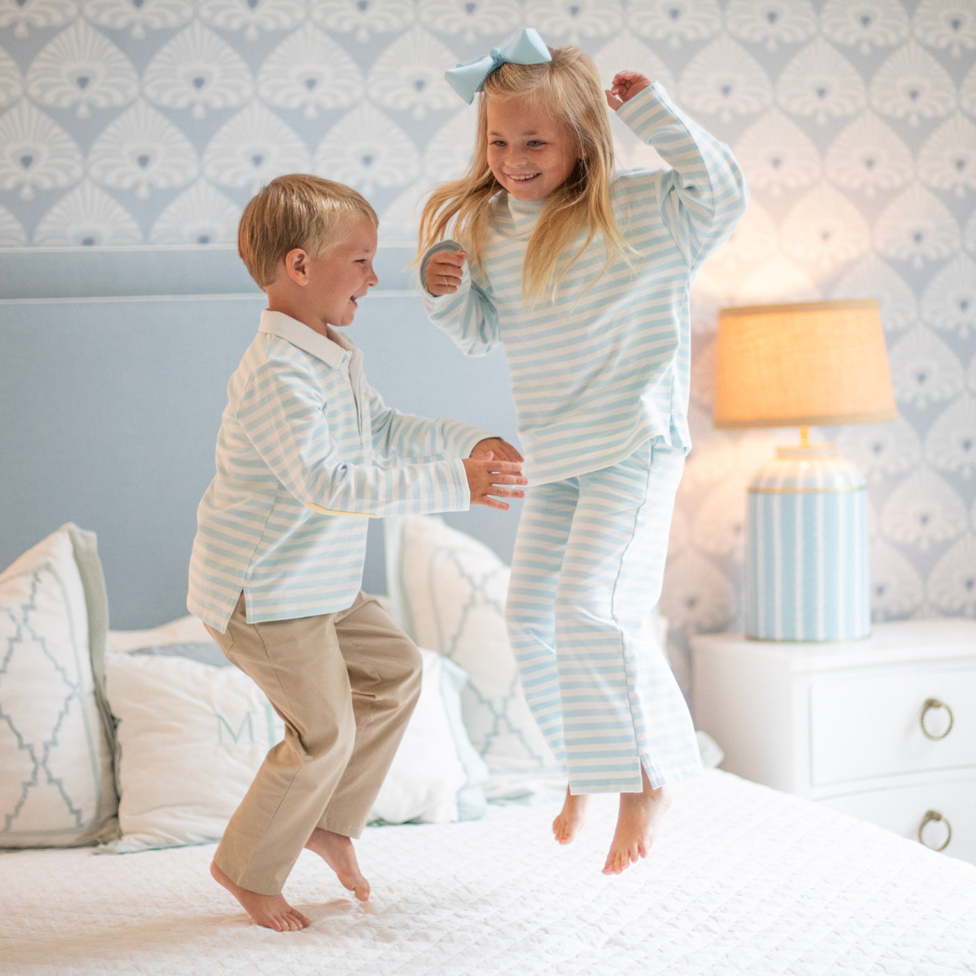 Blue Stripe Comfy Set matching2