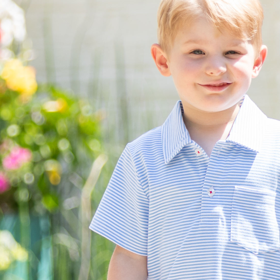 Blue Stripe Pocket Polo - Blue Stripe Pocket Polo close