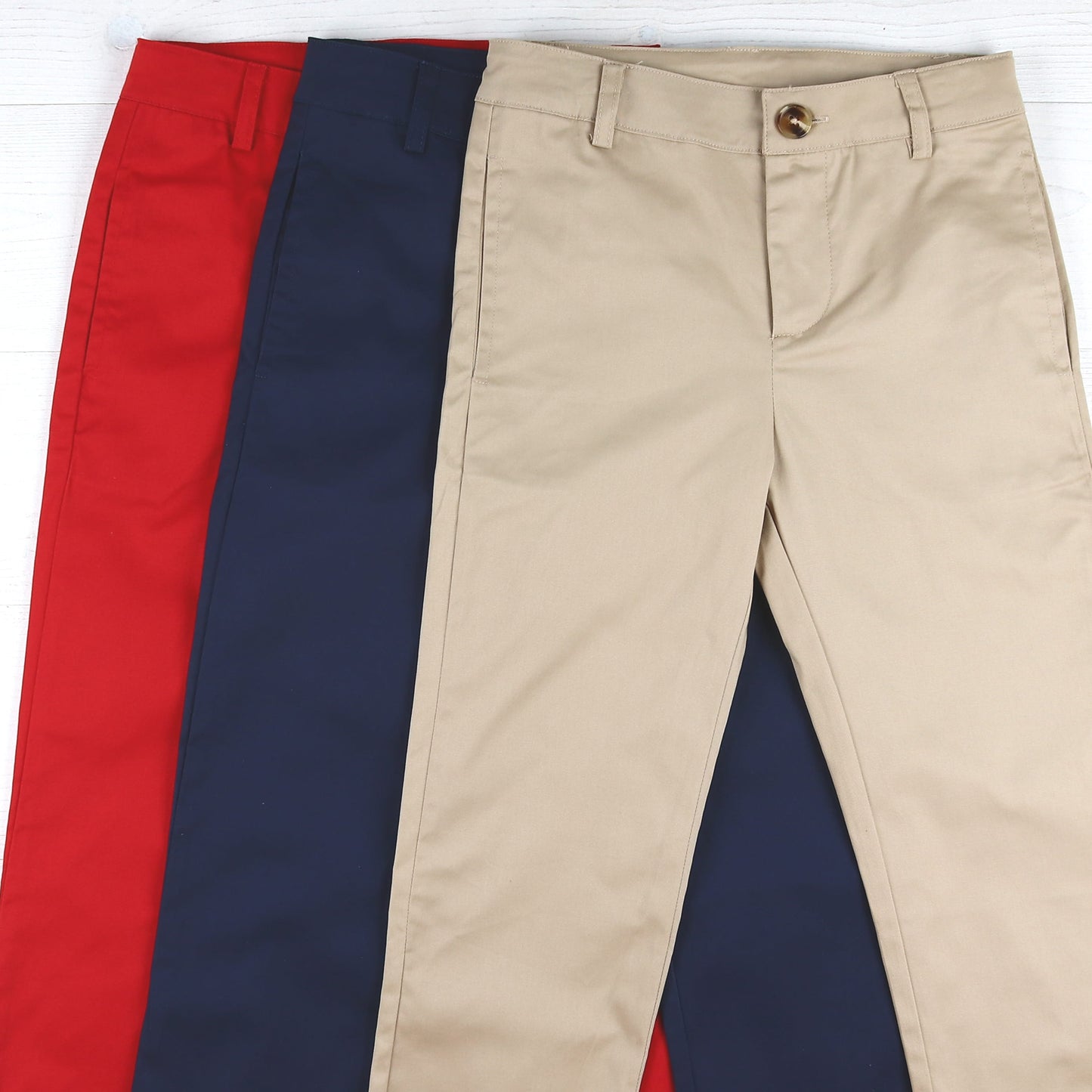 Boys Button Pants - Red Twill