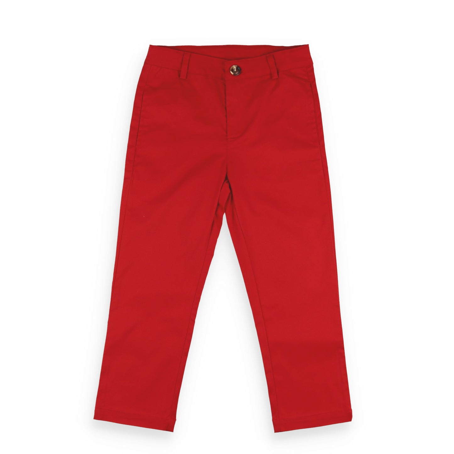Boys Button Pants - Red Twill