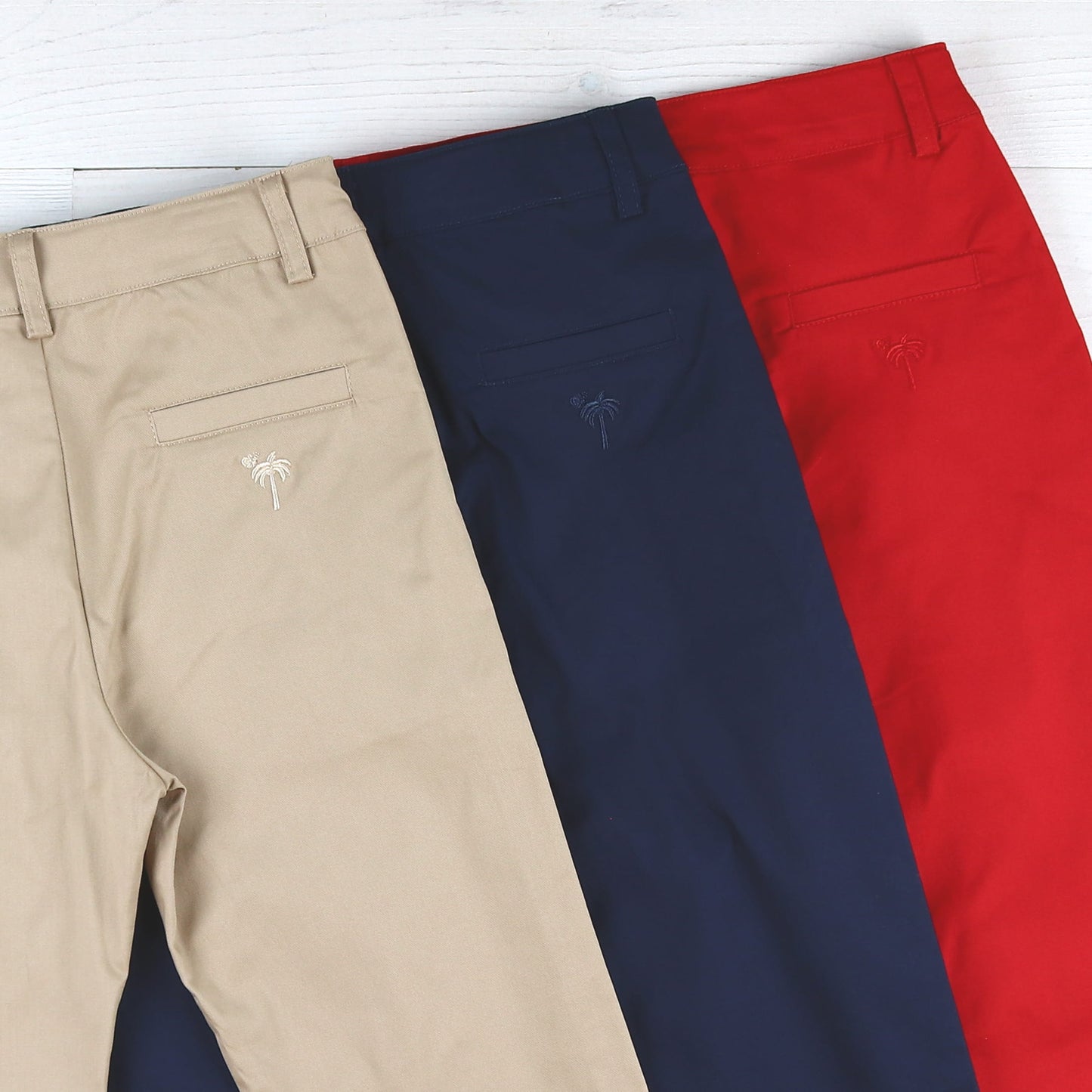Boys Button Pants - Red Twill