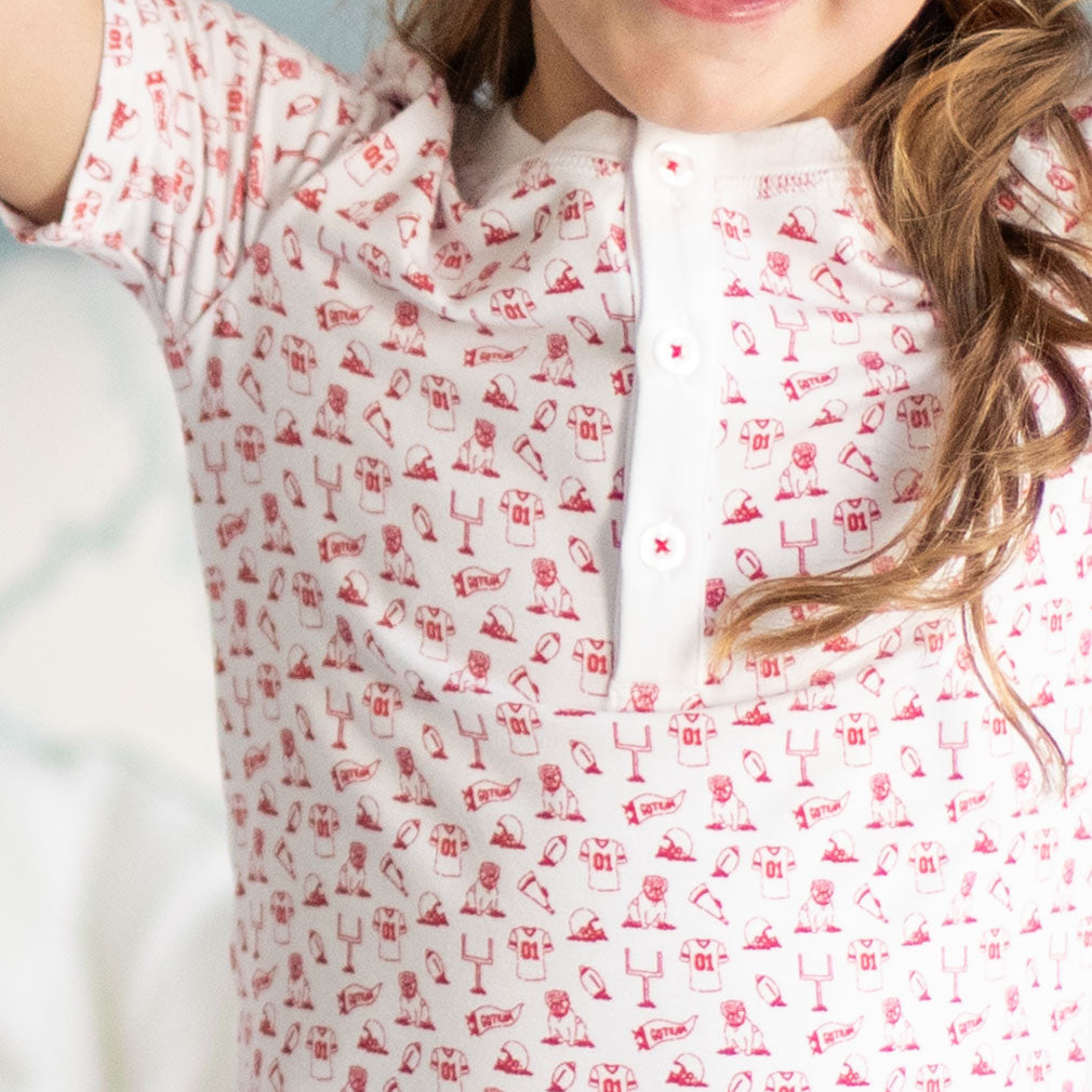 Close up details of Varsity Spirit Bamboo Loungewear