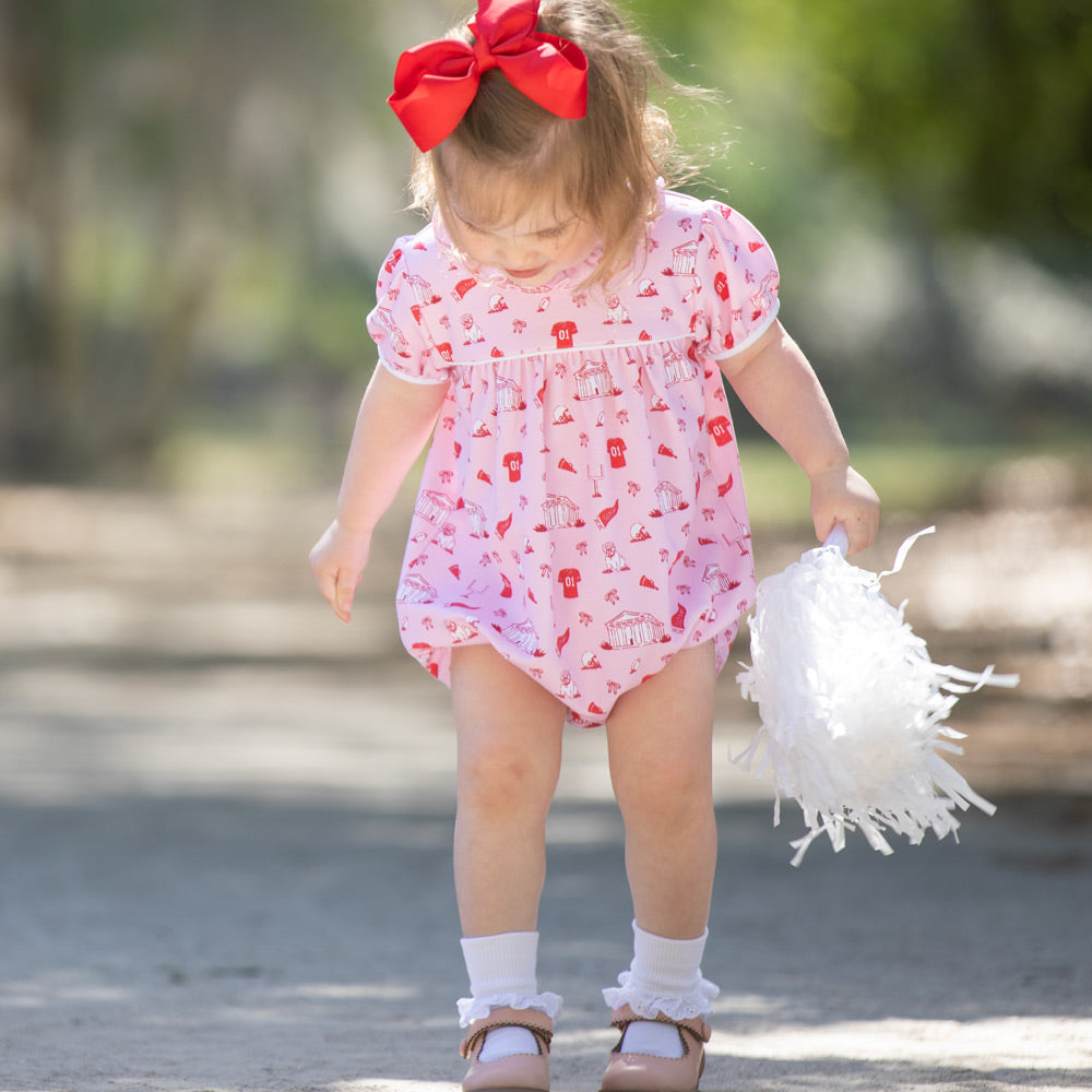 Model wearing Varsity Spirit Bubble
