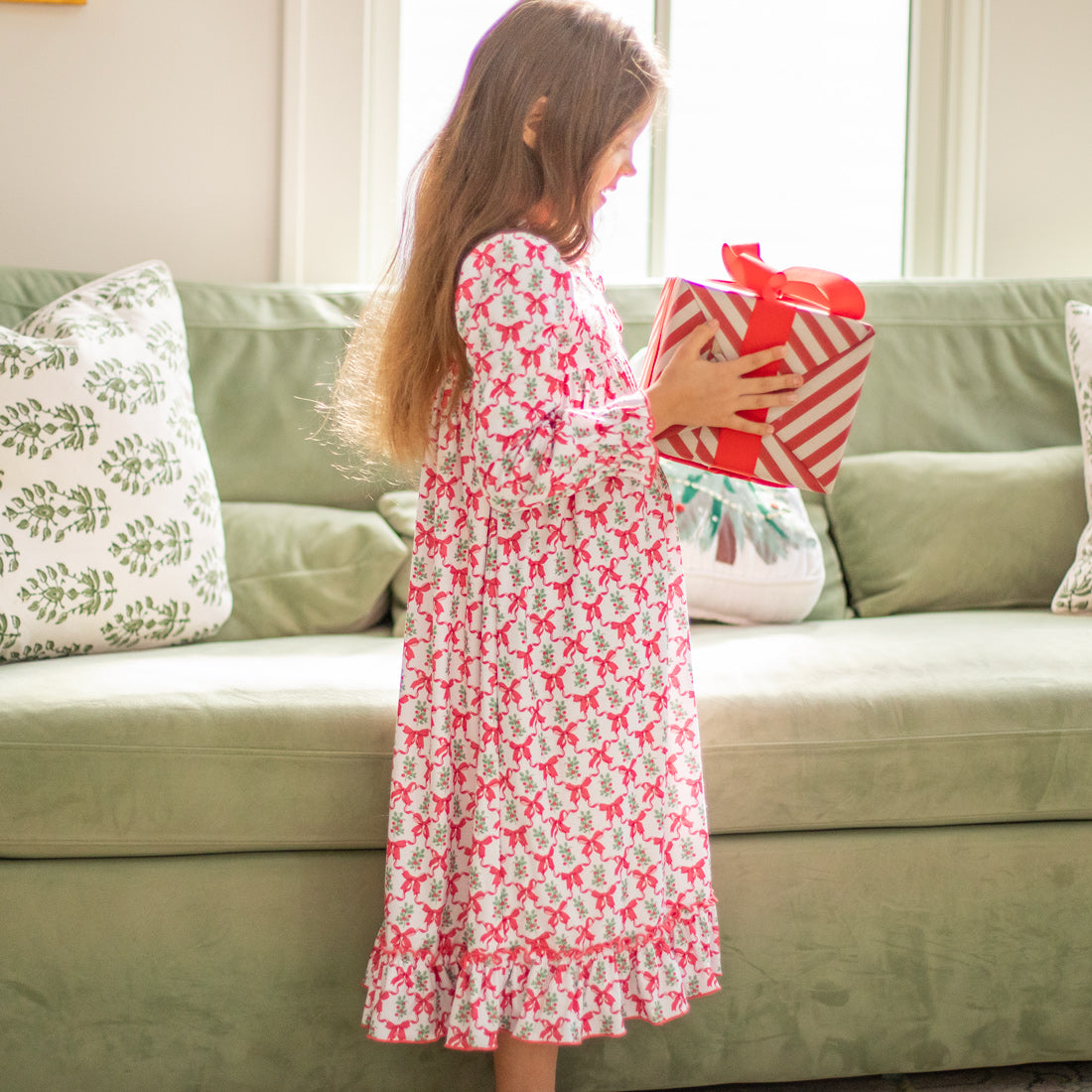 Christmas Bow Gown - modeled