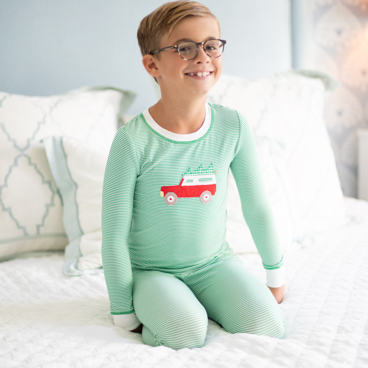 Christmas Tree Truck Bamboo Loungewear Set