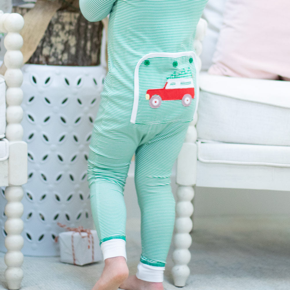 Christmas Tree Truck Bamboo Onesie - Christmas Tree Truck Bamboo Onsie back