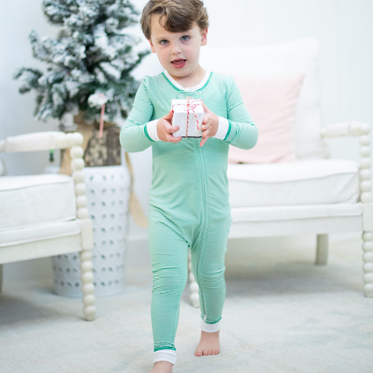 Christmas Tree Truck Bamboo Onesie - Christmas Tree Truck Bamboo Onsie