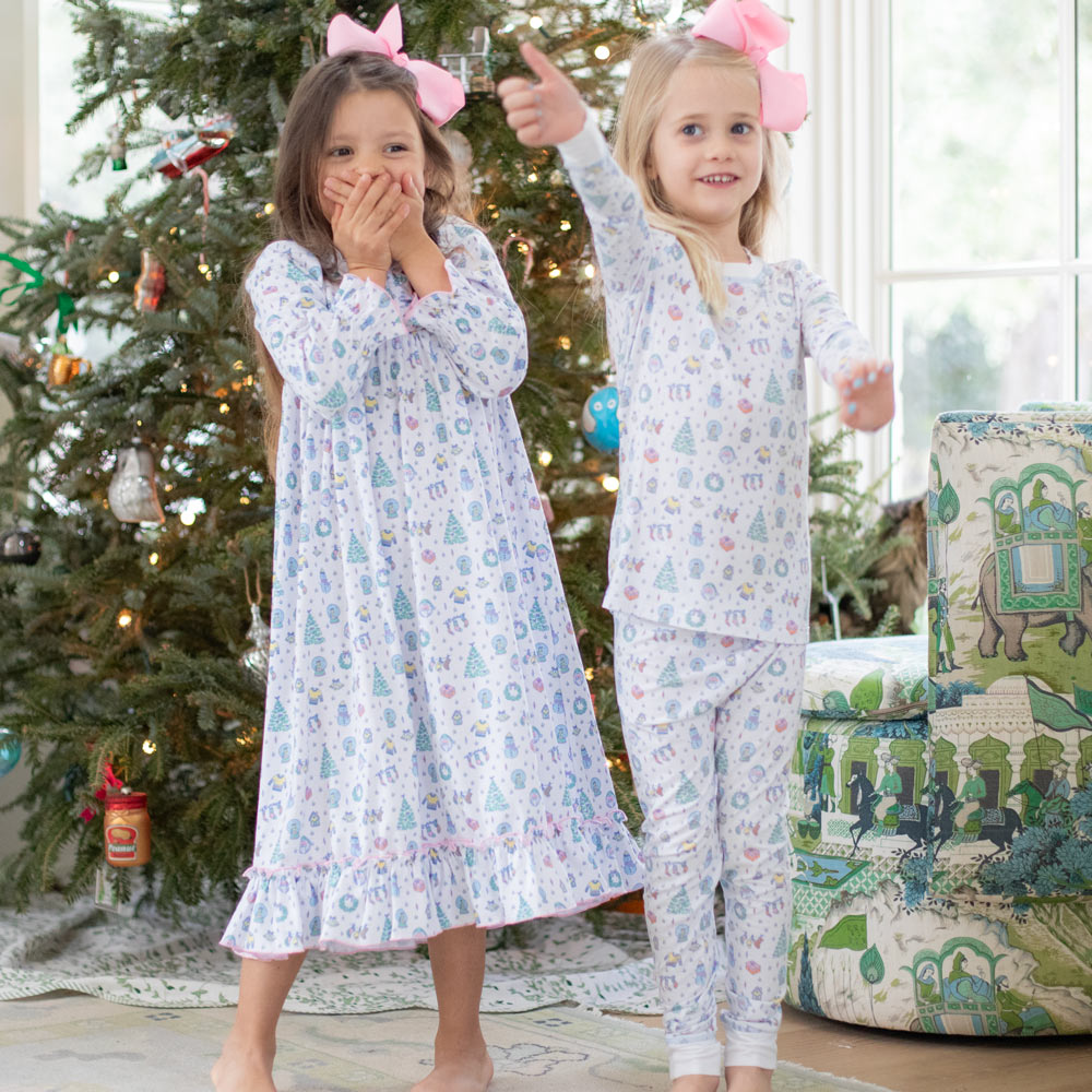 Colorful Christmas Toile Bamboo Loungwear Set