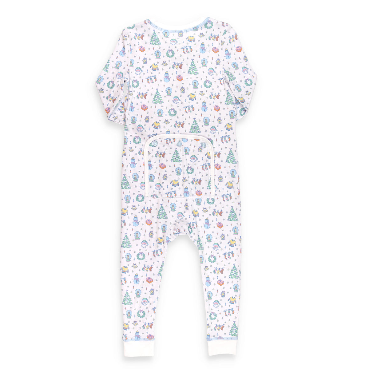 Colorful Christmas Toile Bamboo Onsie - back view