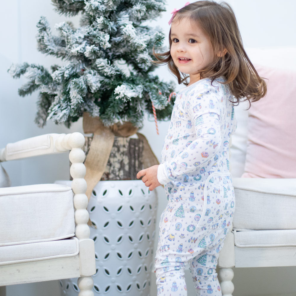 Colorful Christmas Toile Bamboo Onsie - back view