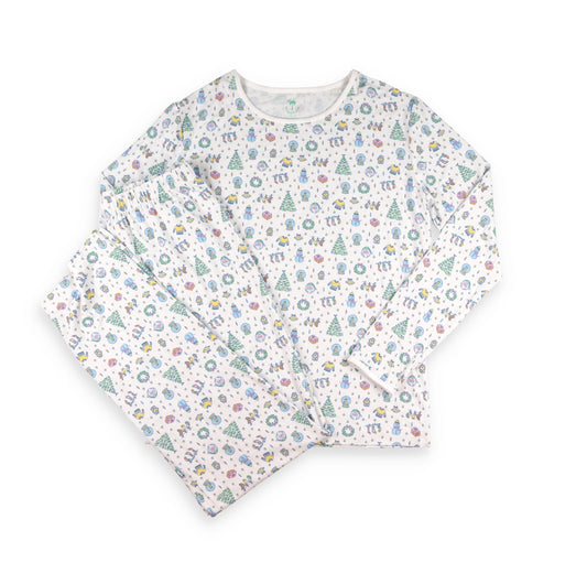Colorful Christmas Toile Bamboo Womens Loungwear Set
