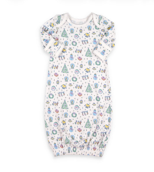 Colorful Christmas Toile Bamboo Baby Gown