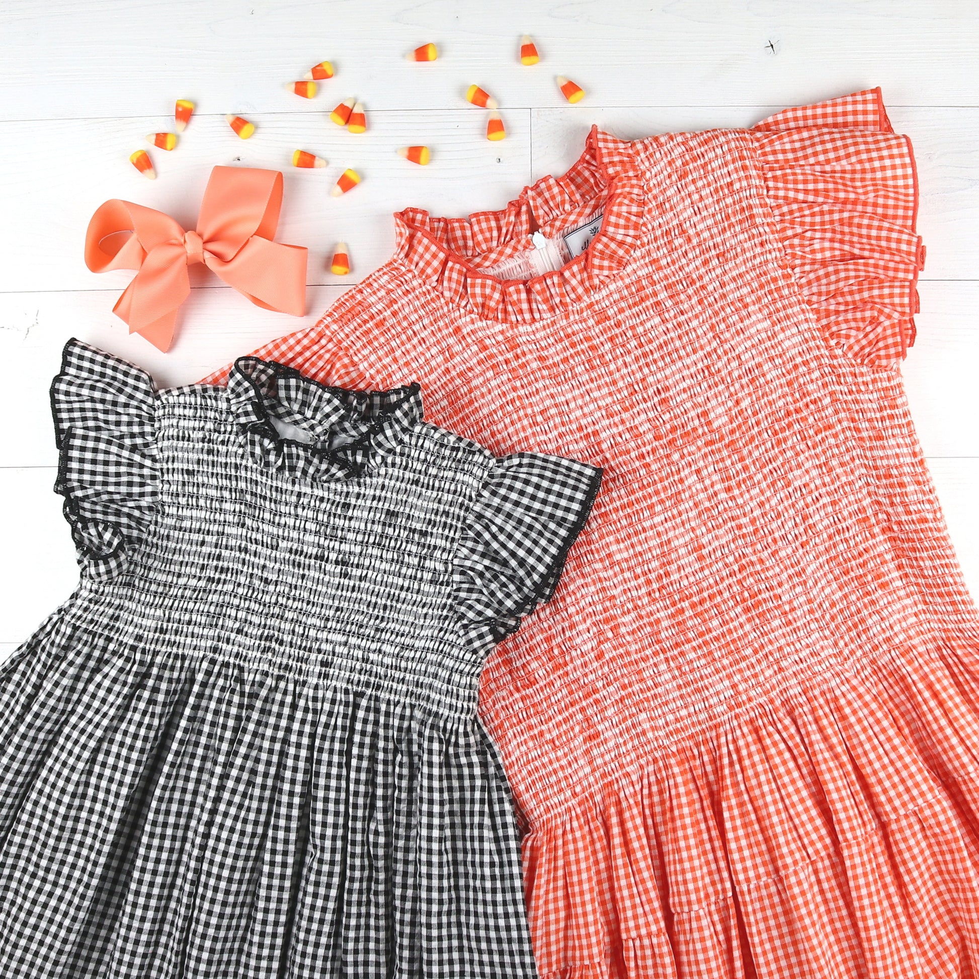 orange check dress Whistles Gingham Check Shirred Dress Orange/Multi Size 4