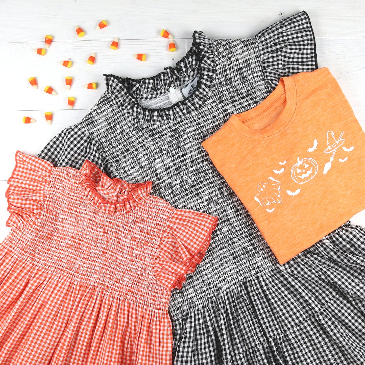 Girls Dress - Orange Check