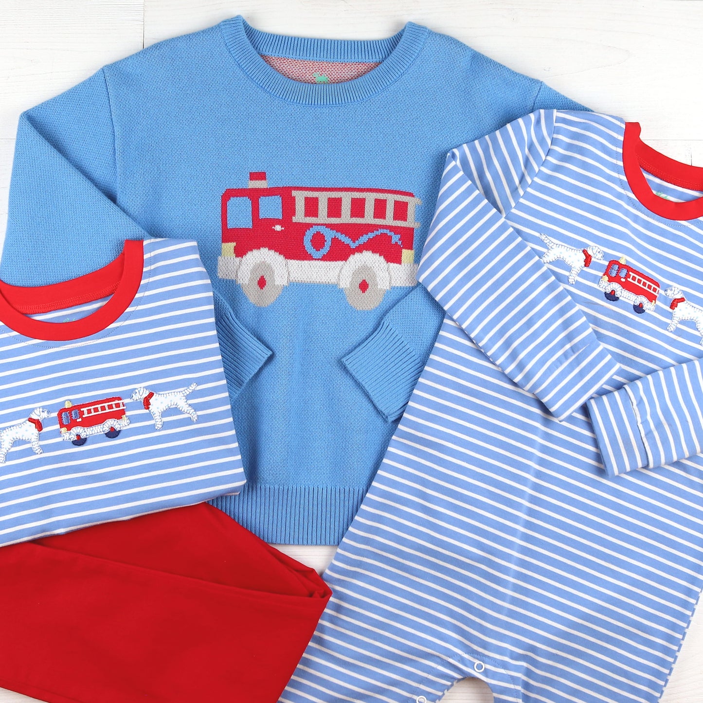 Fire Truck Sweater – Fire Truck Dalmation Romper Shirt Sweater