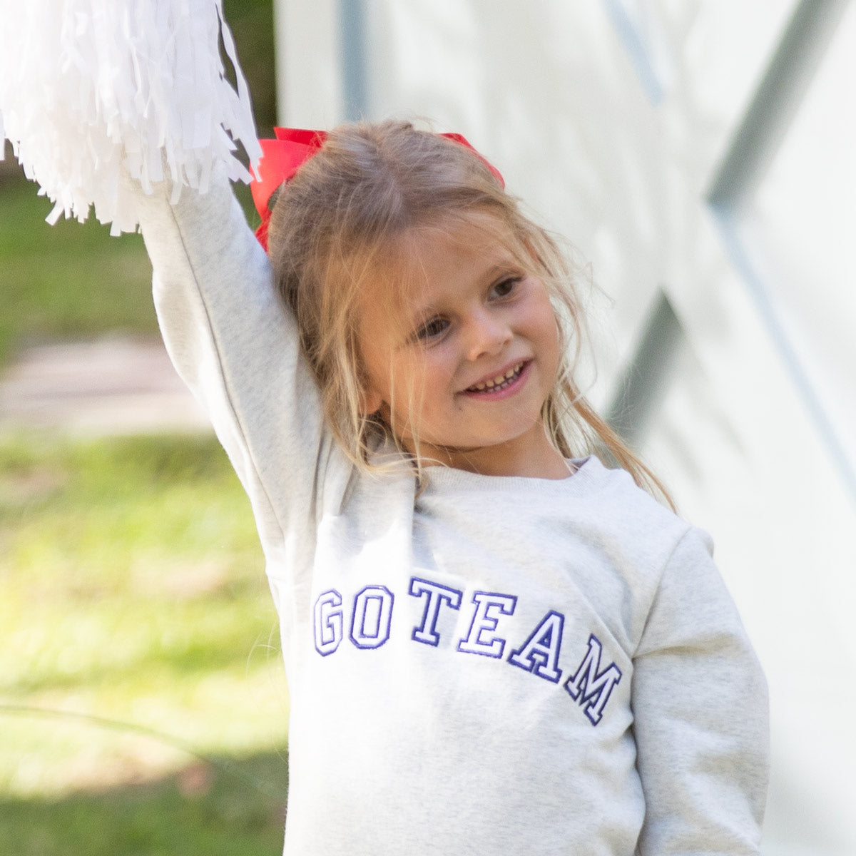 Close up details of Go Team Sweatshirt