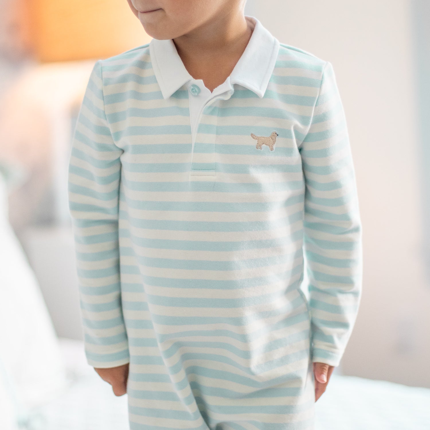 Golden Dog Rugby Romper close