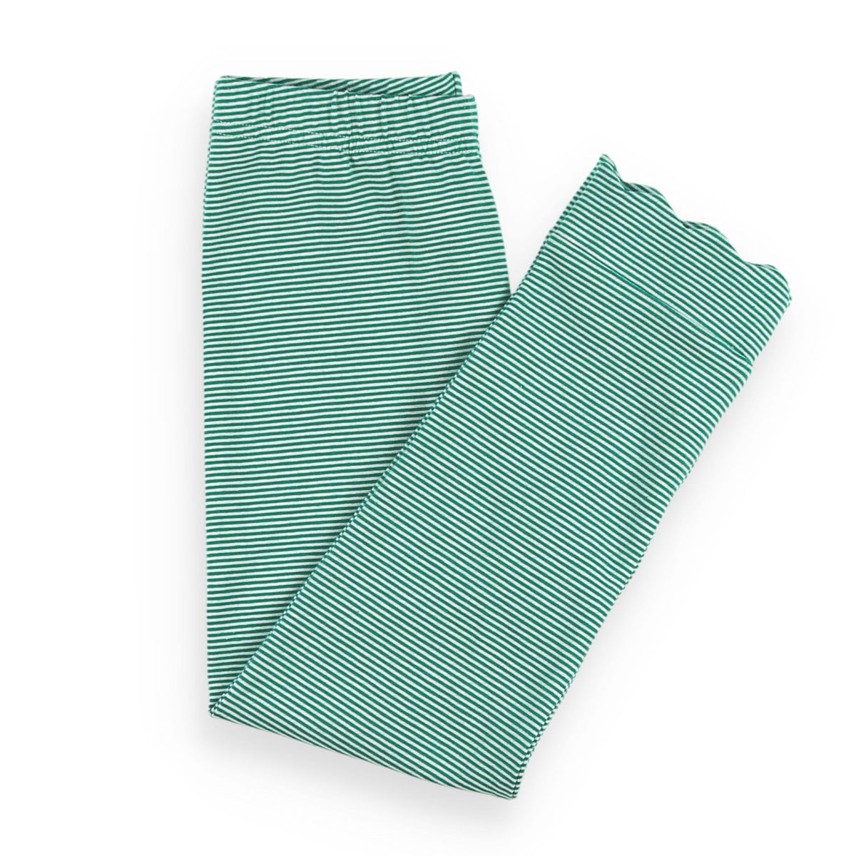Green Stripe Scallop Leggings