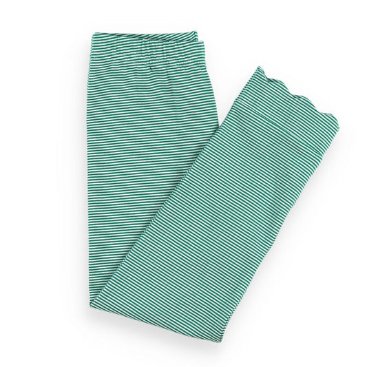 Green Stripe Scallop Leggings