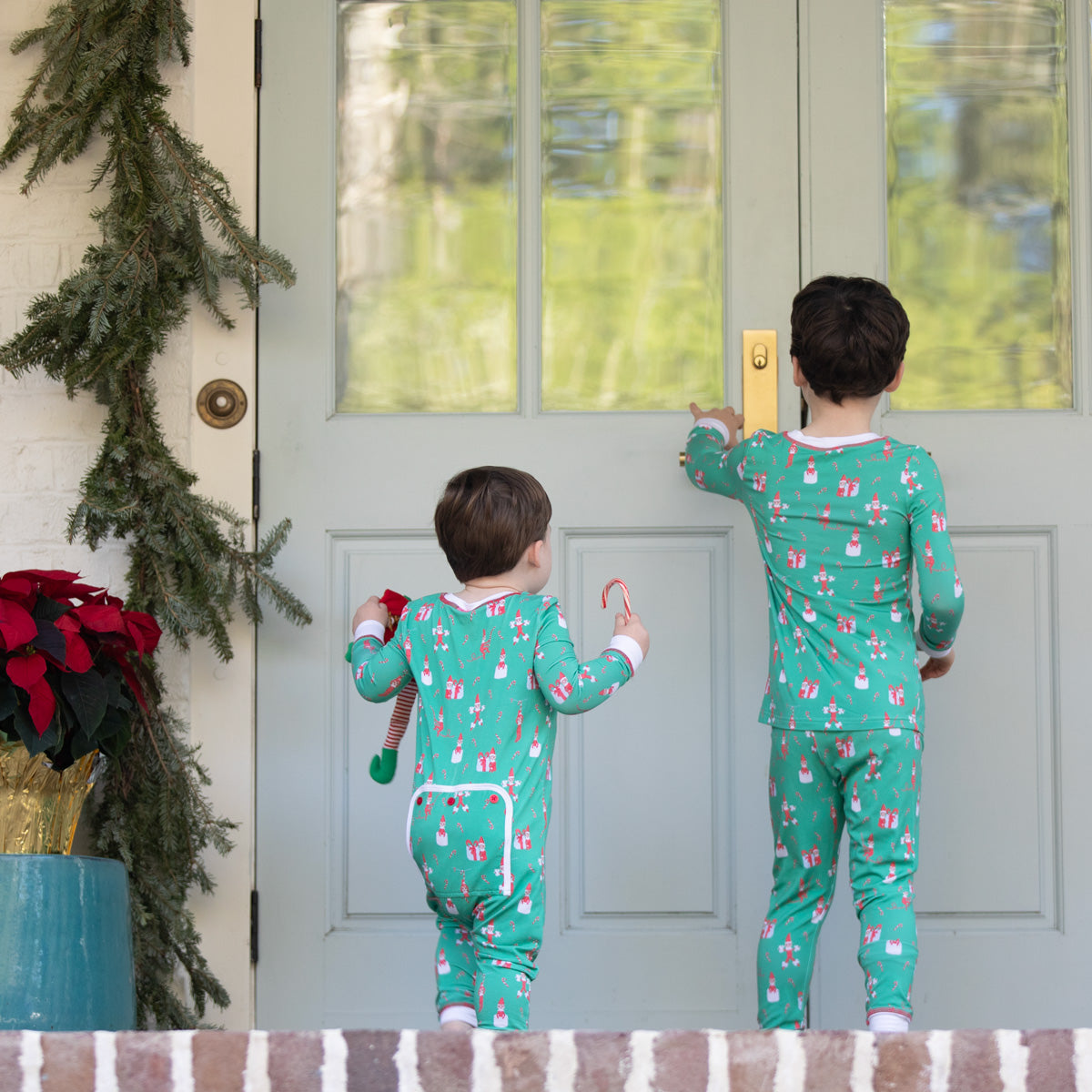 Matching sibling style for Holiday Helpers Bamboo Loungewear