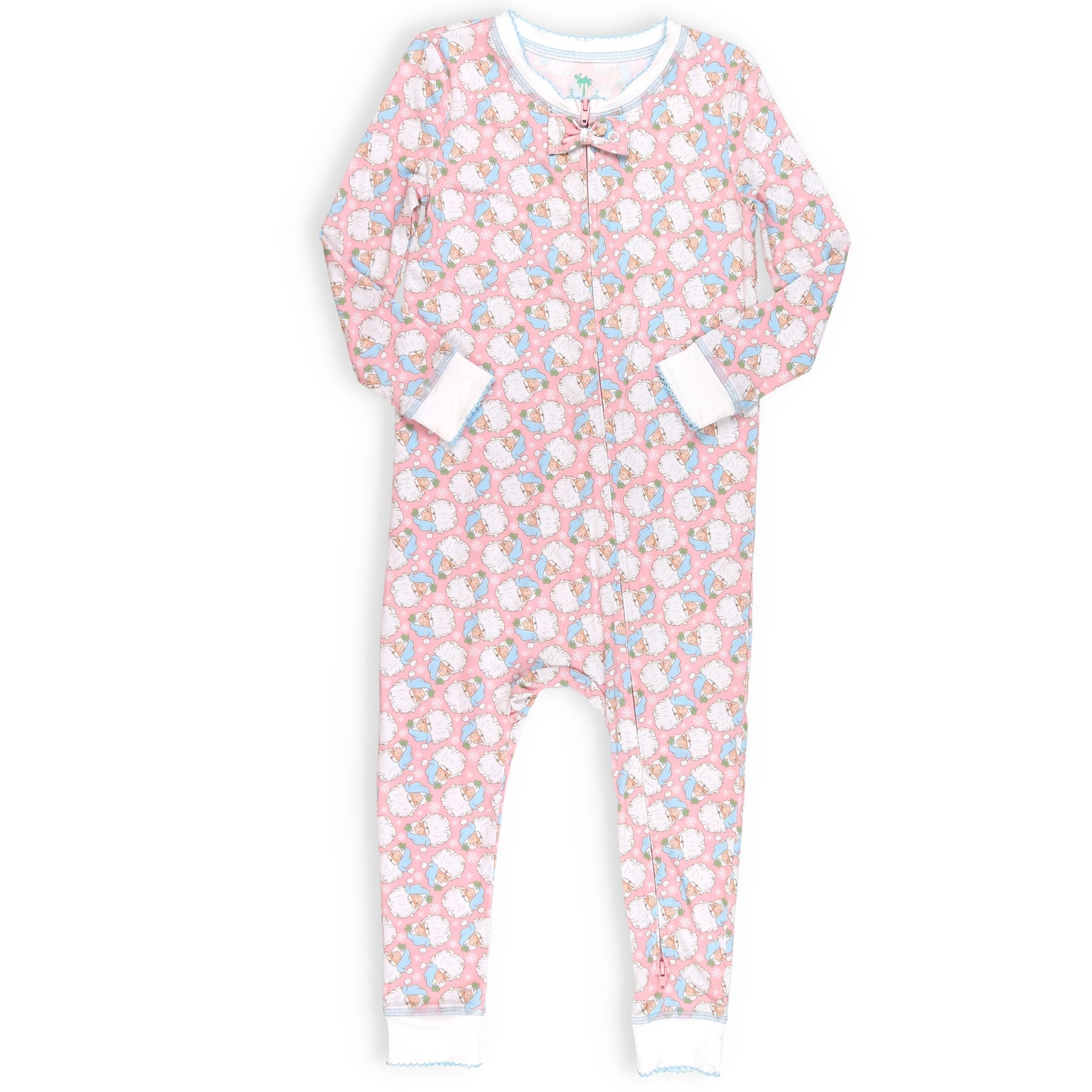 Front view of Holly Jolly Pink Bamboo Onesie