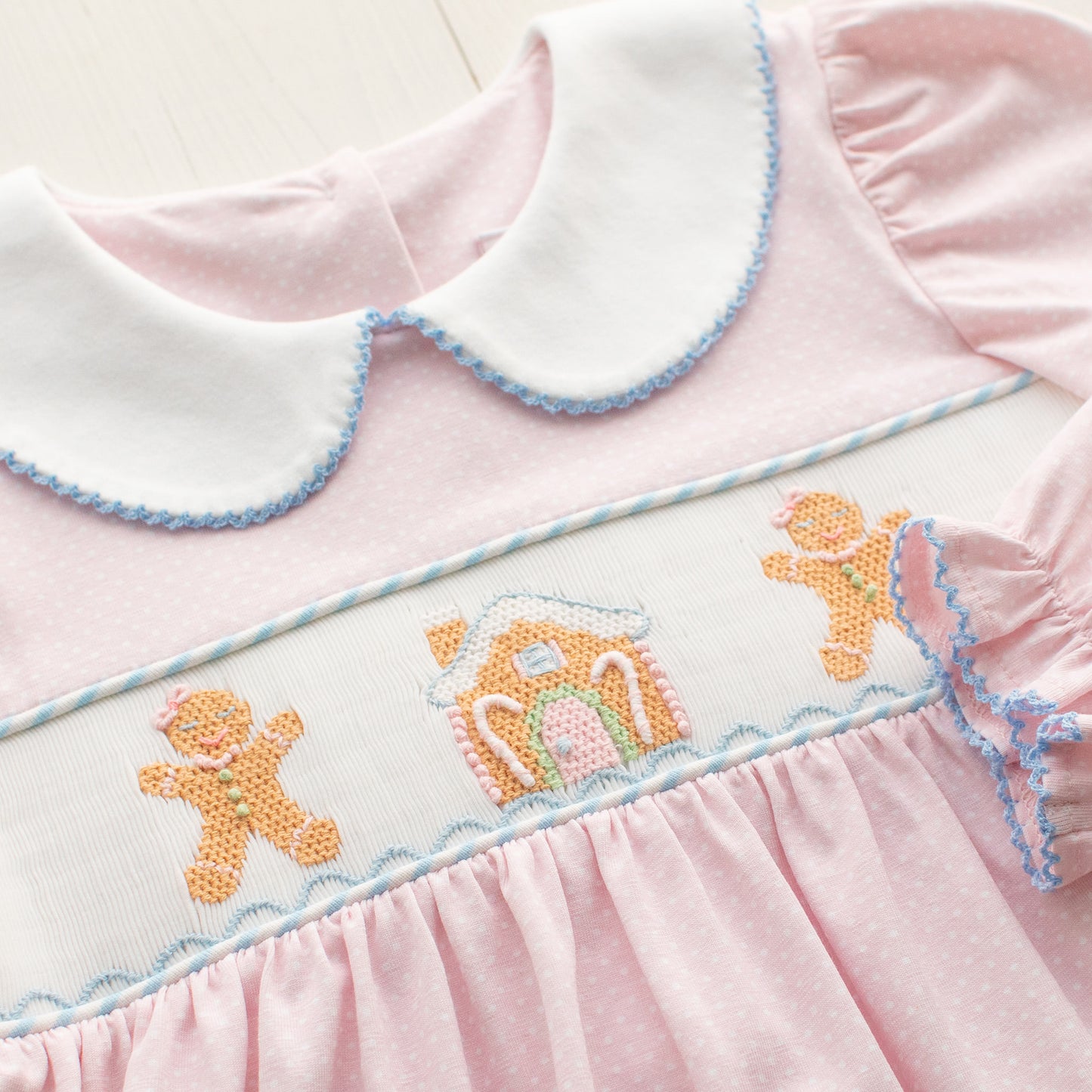 Girls Smocked Dress - Gingerbread