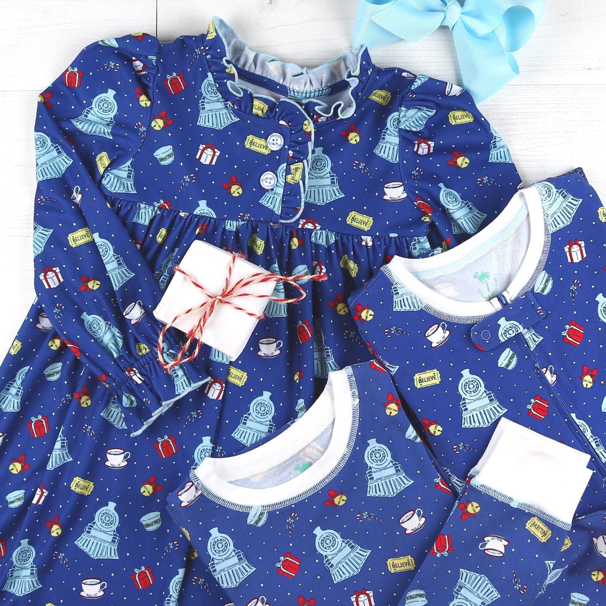 Jingle Bell Express Bamboo Onesie boutique children's clothing