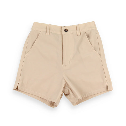 Khaki Button Front Performance Shorts - Khaki Button Front Performances Shorts