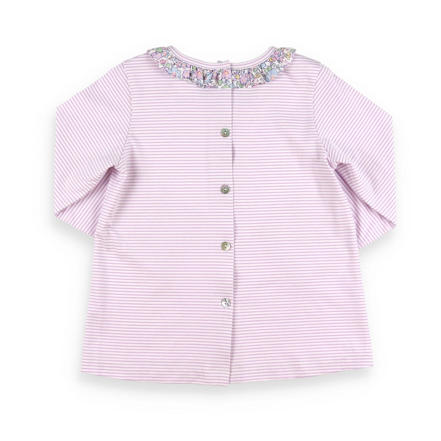 Back view of Lavender Ruffle Top Back