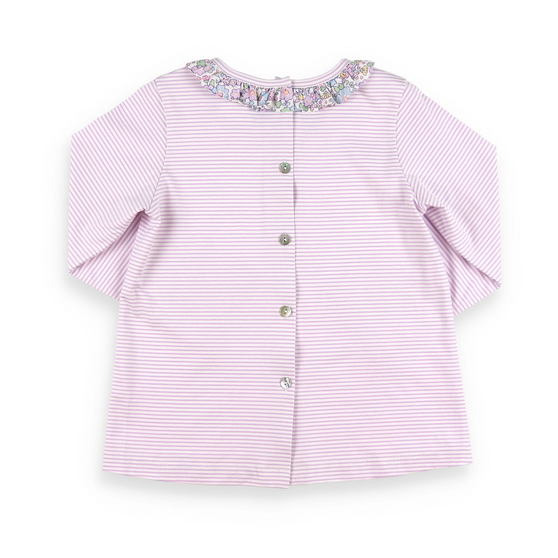 Back view of Lavender Ruffle Top Back
