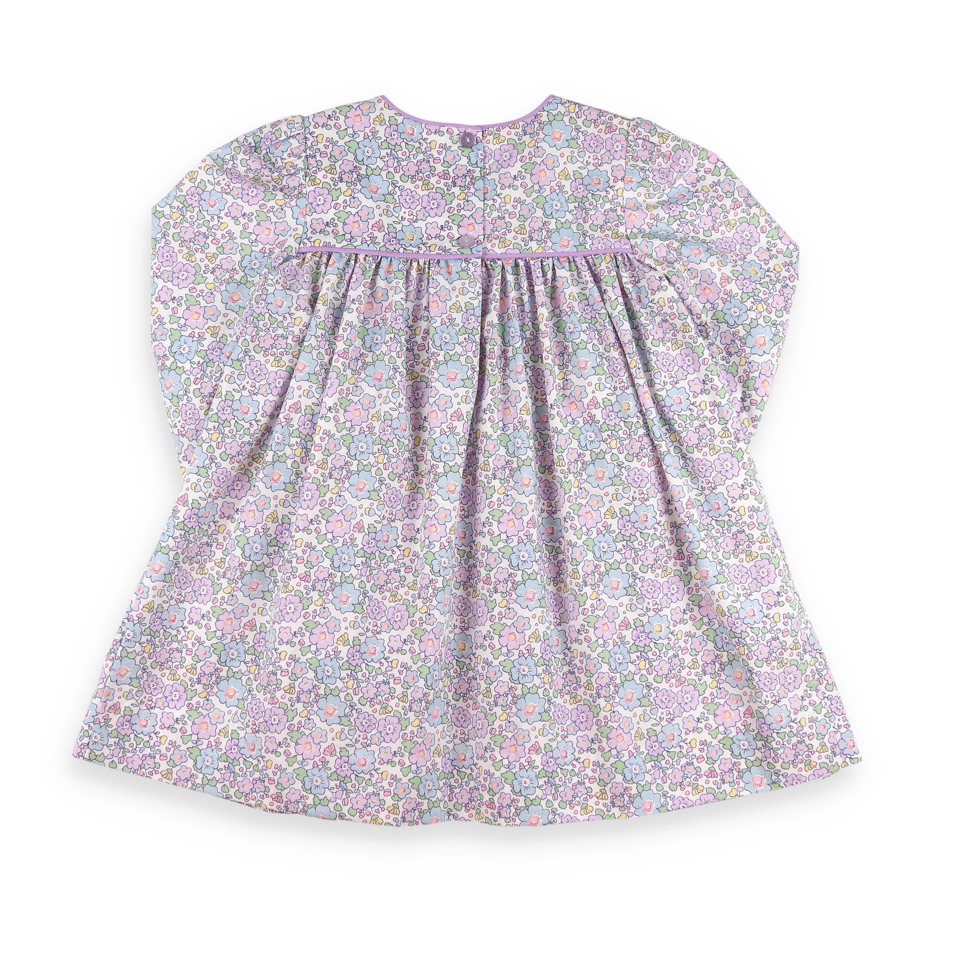Back view of Lavender Smocked Dress Back