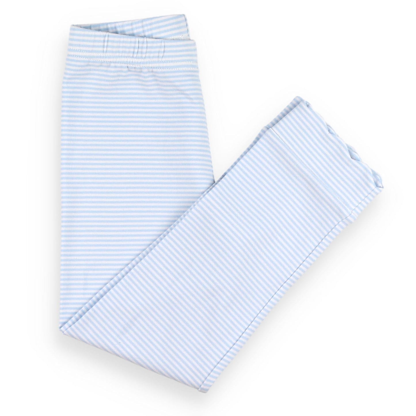 Light Blue Stripe Scallop Leggings
