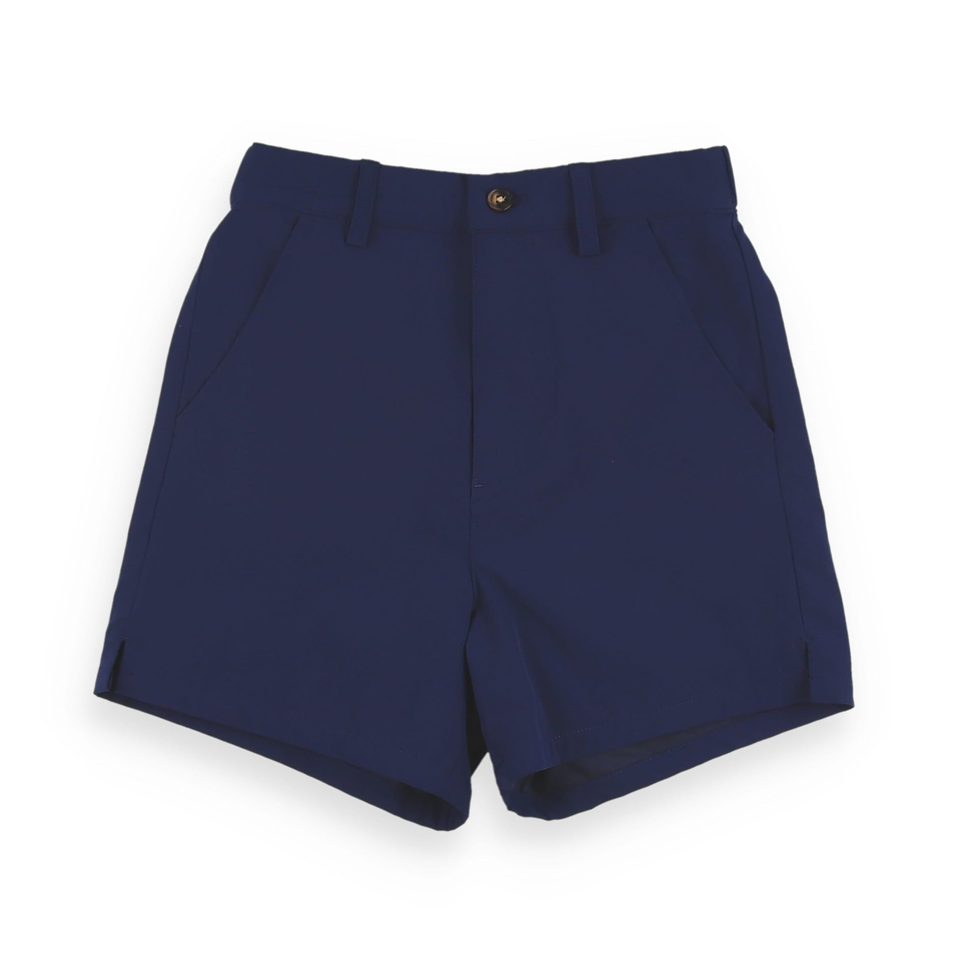 Navy Button Front Performance Shorts - Navy Button Front Performances Shorts