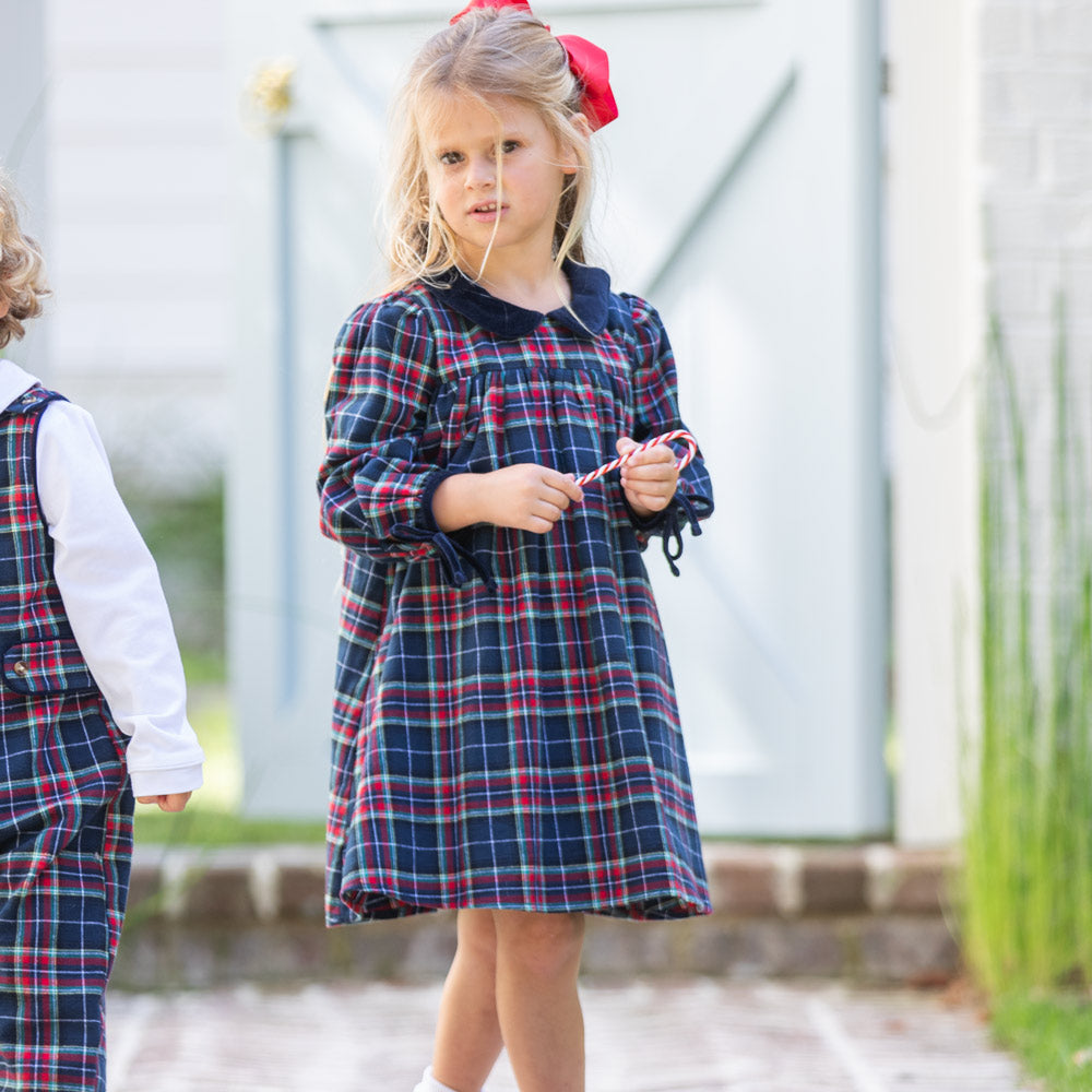 Navy Tartan Collar Dress