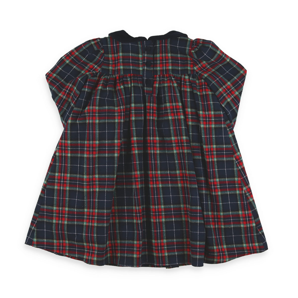 Navy Tartan Collar Dress - back view