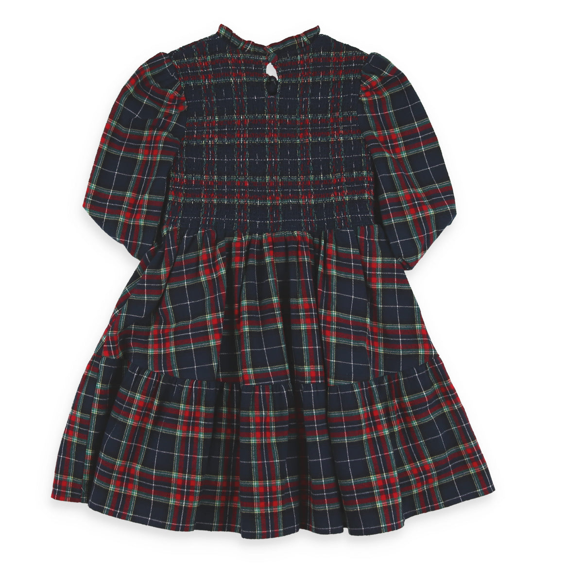 Navy Tartan Twirl Dress - back view