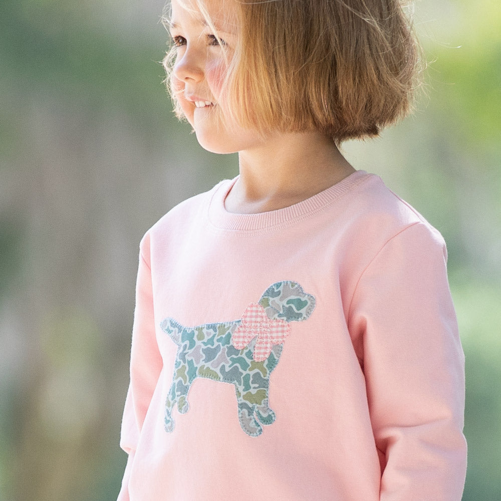 Close-up of Pink Camoflage Labrador Sweat Set Close