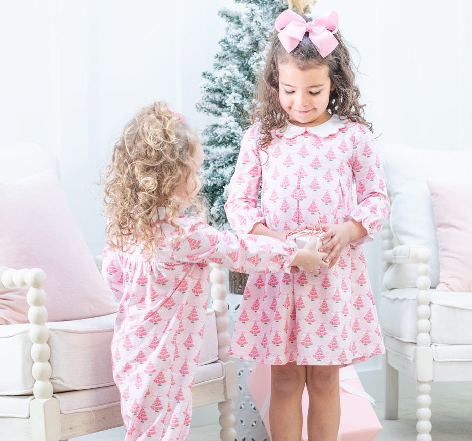 Pink Christmas Tree Dress matching 3