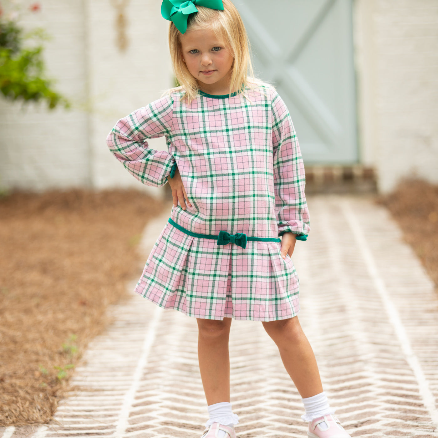 Pink Plaid Dress model