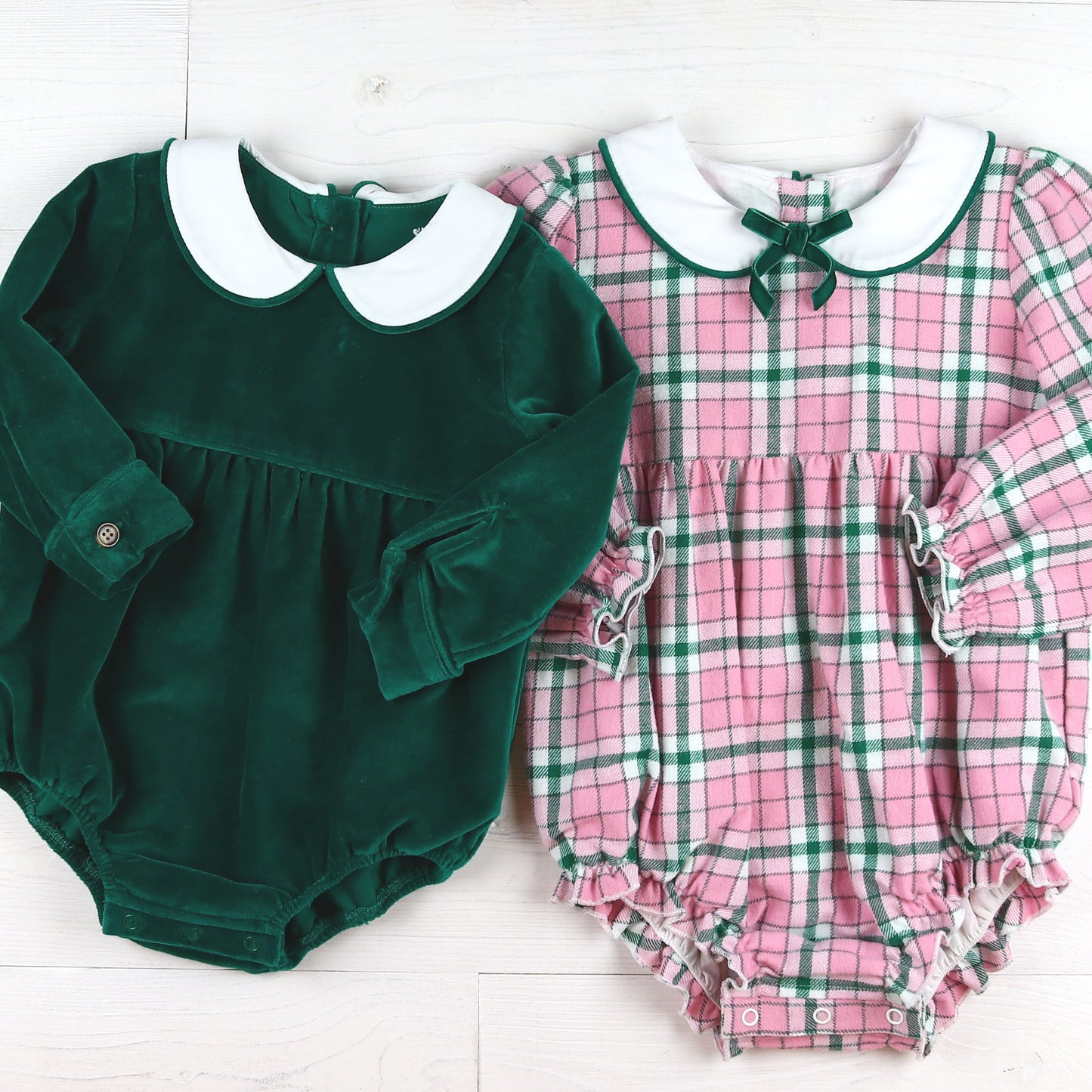 Pink Plaid Bubble - Pink Plaid and Green Velveteen Bubble